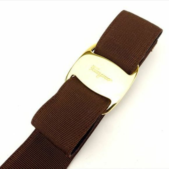 Salvatore Ferragamo belt Vera Brown Nylon Woman Authentic Used Q496 main image 5